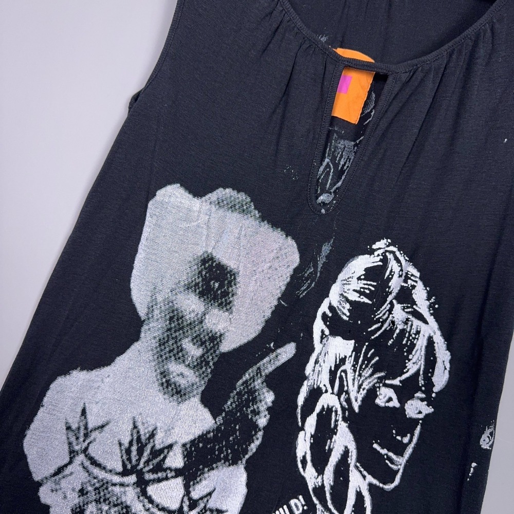 Maggie Ward Graphic Print Maxi Dress Womens Size Large Y2K Black Grunge - Picture 4 of 9